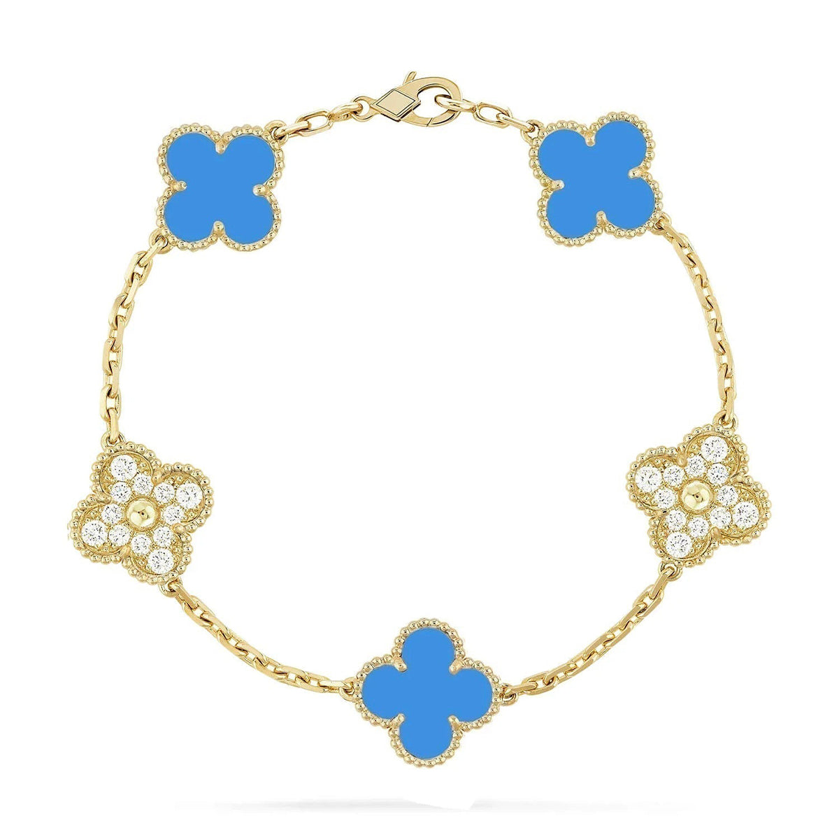 [AuraEcho] CLOVER 5 MOTIF BLUE AGATE BRACELET COLLECTION