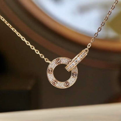 [AuraEcho]LOVE  FULL DIAMOND PENDANT NECKLACE