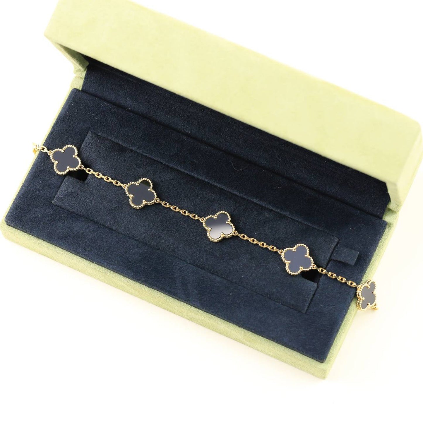[AuraEcho] CLOVER 5 MOTIF ONYXS BRACELET COLLECTION