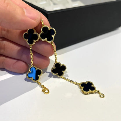 [AuraEcho] CLOVER 5 MOTIF ONYXS BRACELET COLLECTION