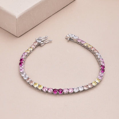 [AuraEcho]Radiant Colorful Round Cut Tennis Bracelet