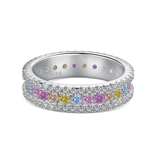 [AuraEcho]Delicate Colorful Round Cut Daily Ring