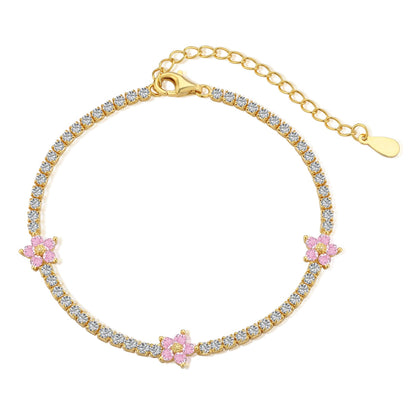 [AuraEcho]Sparkling Flower Shape Tennis Bracelet