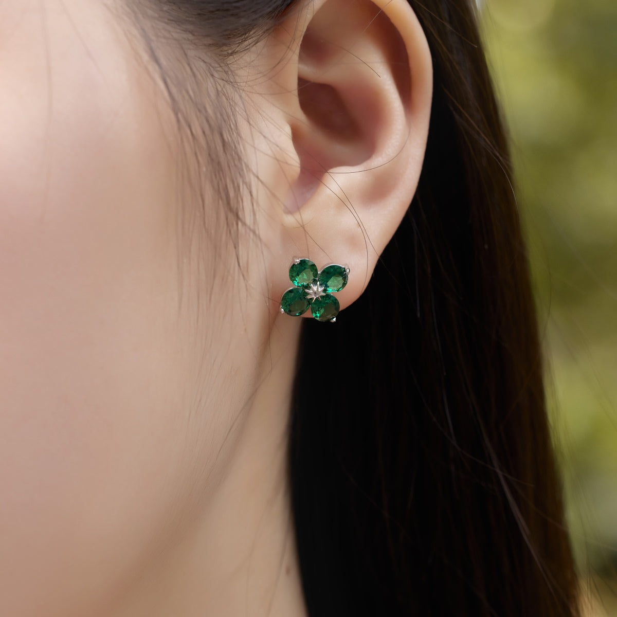 [AuraEcho]Four-Leaf Clover Eight-Pointed Star Earrings
