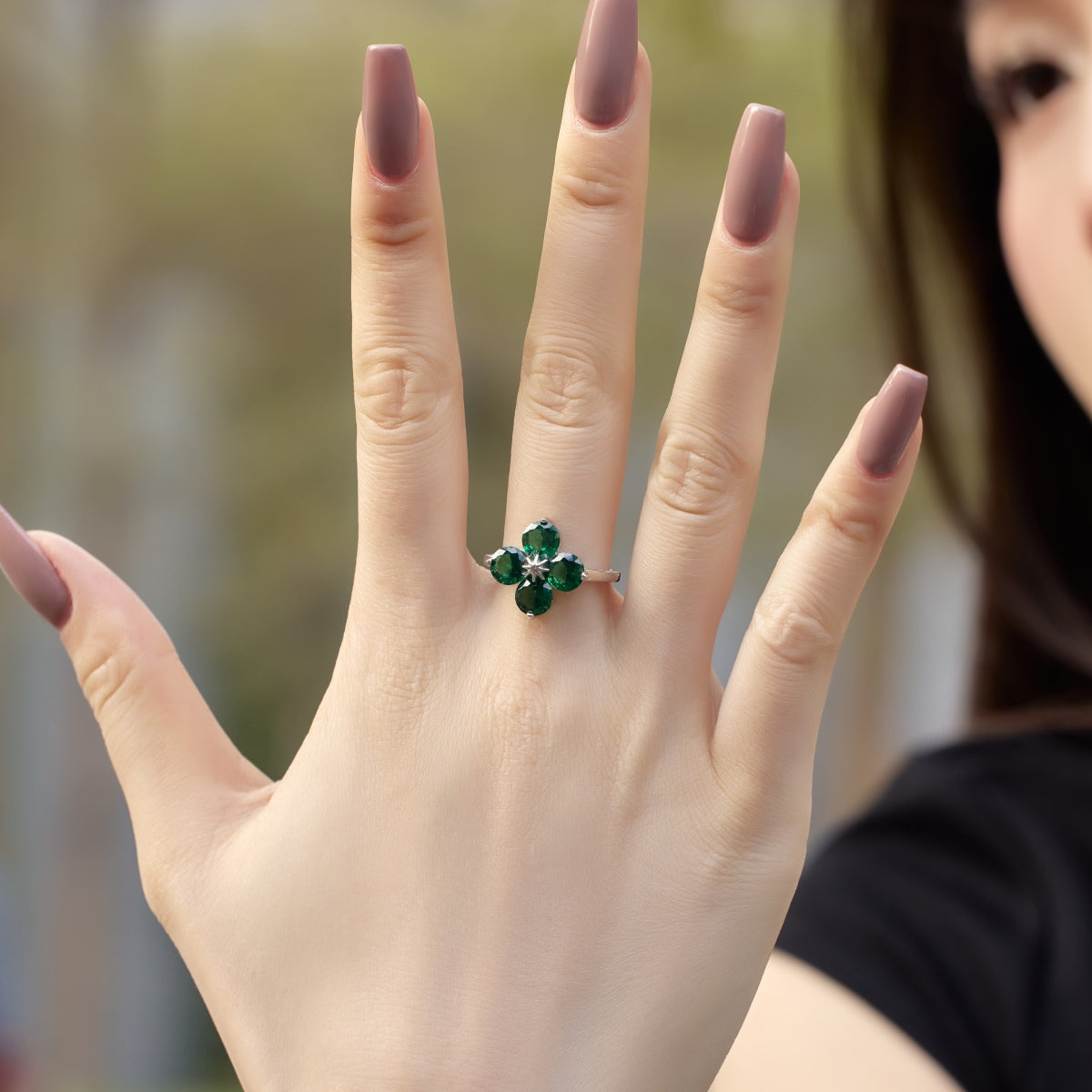[AuraEcho]Four-Leaf Clover Eight-Pointed Star Ring