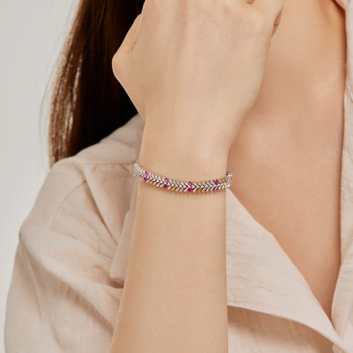 [AuraEcho]Dainty Radiant Emerald Cut Daily Bracelet