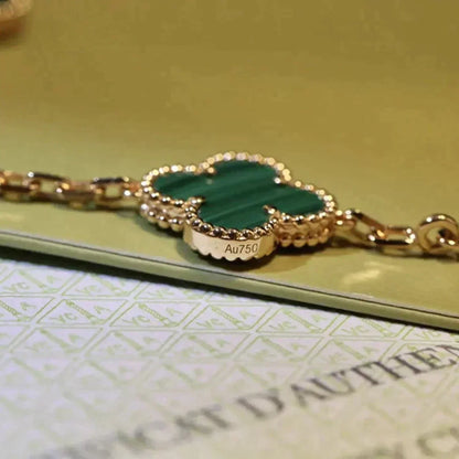 [AuraEcho] CLOVER 5 MOTIF MALACHITE BRACELET COLLECTION