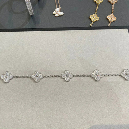 [AuraEcho] CLOVER 5 MOTIF FULL DIAMOND BRACELET COLLECTION
