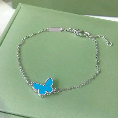 [AuraEcho]BUTTERFLY TURQUOISE BUTTERFLY BRACELET SILVER