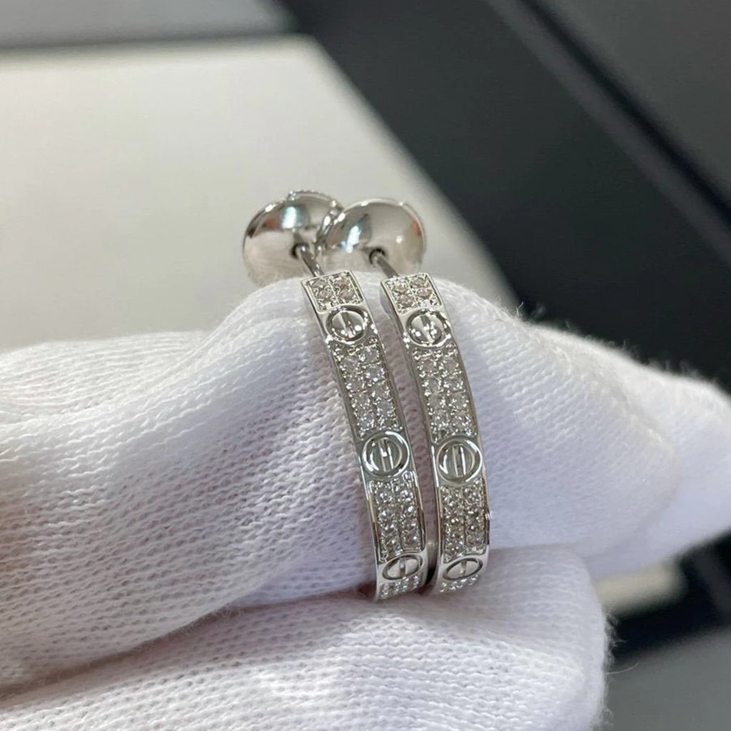 [AuraEcho]LOVE EARRINGS 3.6MM DIAMOND PAVED