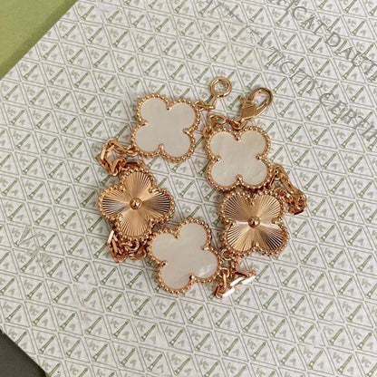 [AuraEcho]CLOVER WHITE PEARL MOP 5 MOTIF BRACELET COLLECTION