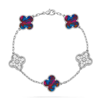 [AuraEcho]CLOVER 5 MOTIF COLOR GEMSTONES BRACELET COLLECTION