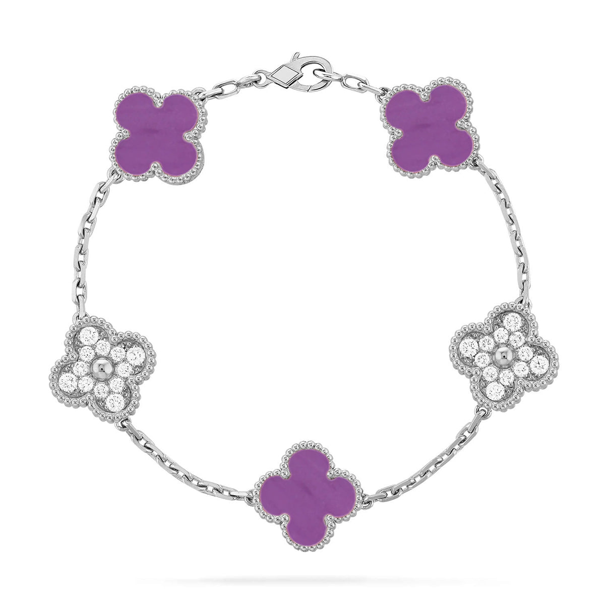 [AuraEcho] CLOVER 5 MOTIF VIOLET BRACELET COLLECTION