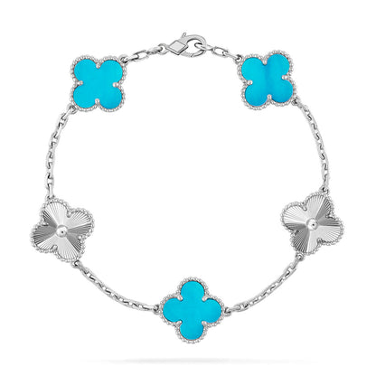 [AuraEcho] CLOVER 5 MOTIF TURQUOISE BRACELET COLLECTION
