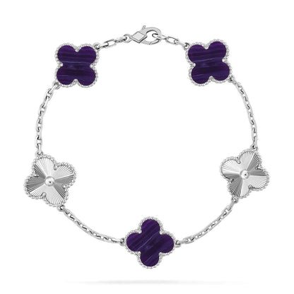 [AuraEcho]CLOVER 5 MOTIF PURPLE STRIPES BRACELET COLLECTION