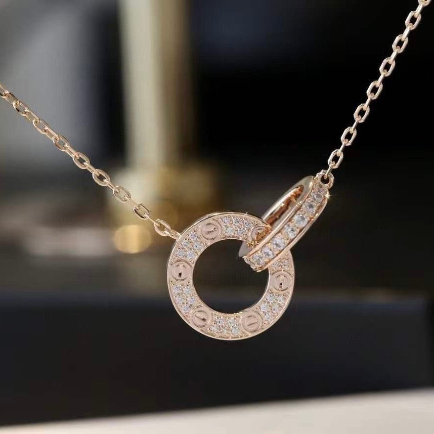 [AuraEcho]LOVE  FULL DIAMOND PENDANT NECKLACE