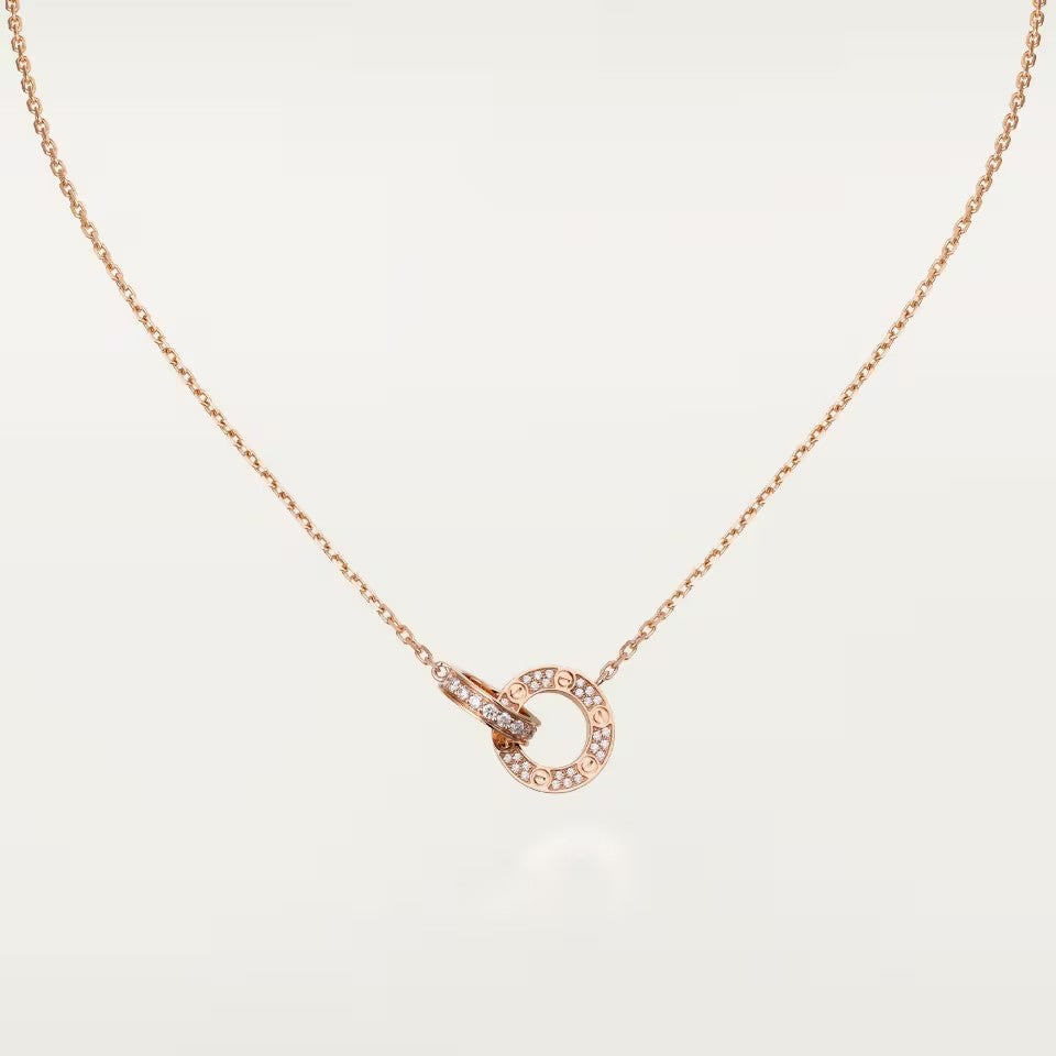 [AuraEcho]LOVE  FULL DIAMOND PENDANT NECKLACE