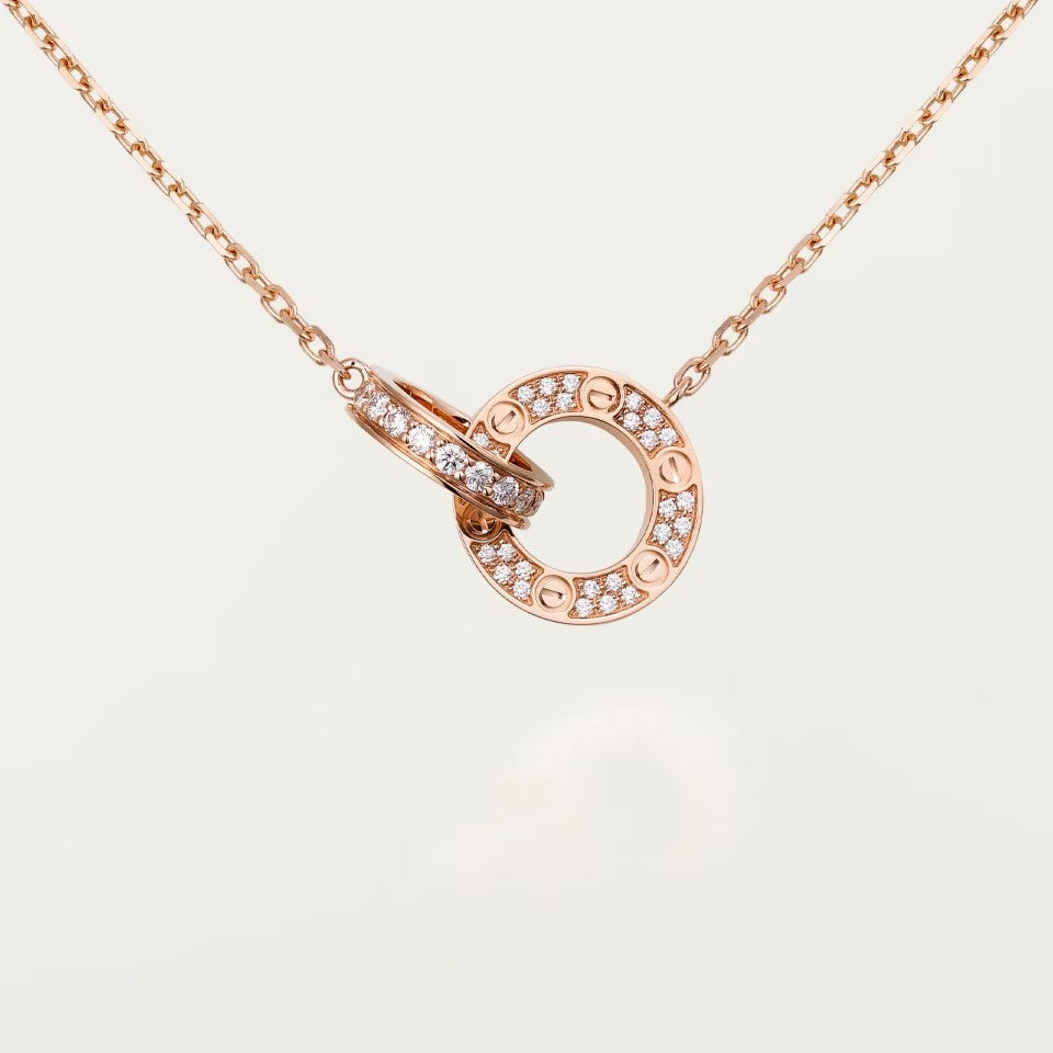 [AuraEcho]LOVE  FULL DIAMOND PENDANT NECKLACE