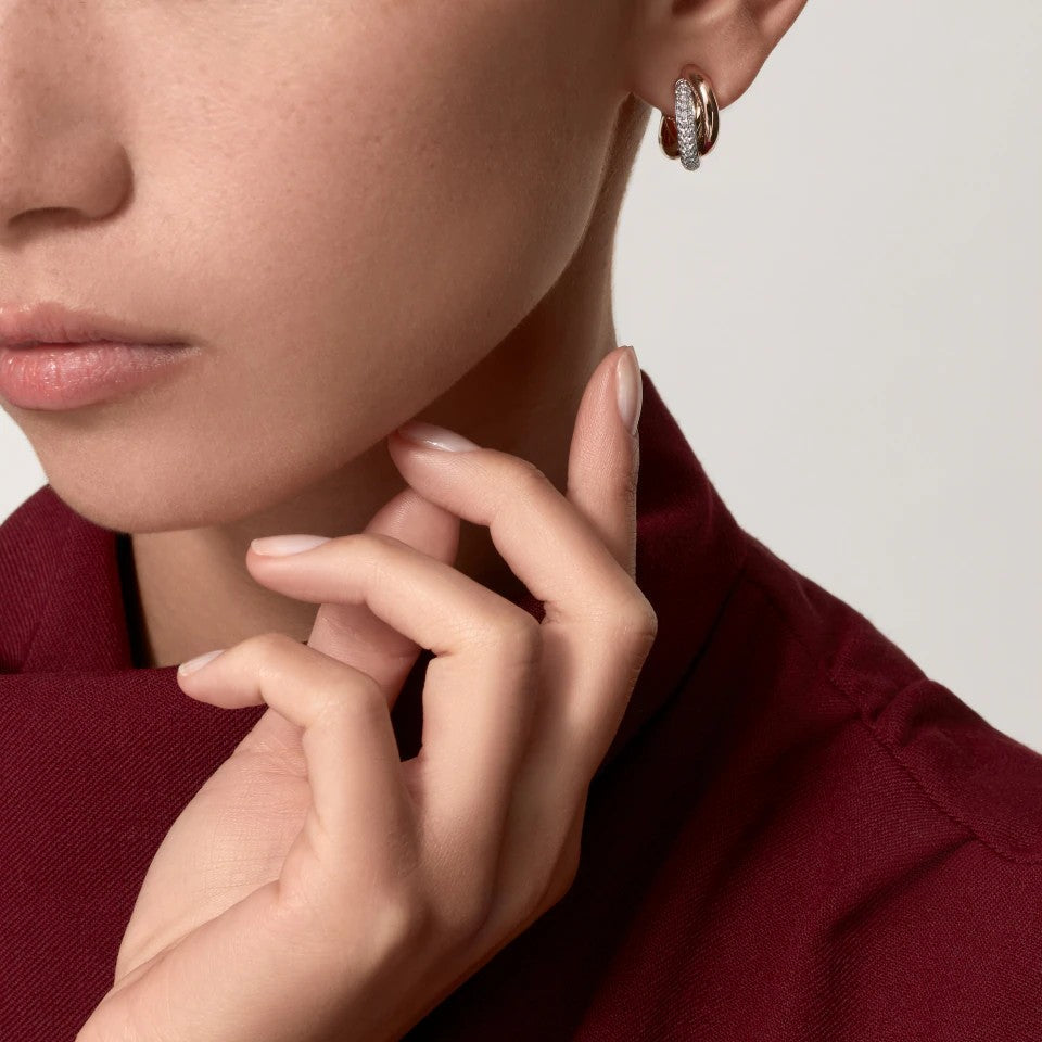[AuraEcho]TRINITY HALF DIAMOND  CLASSIC EARRINGS