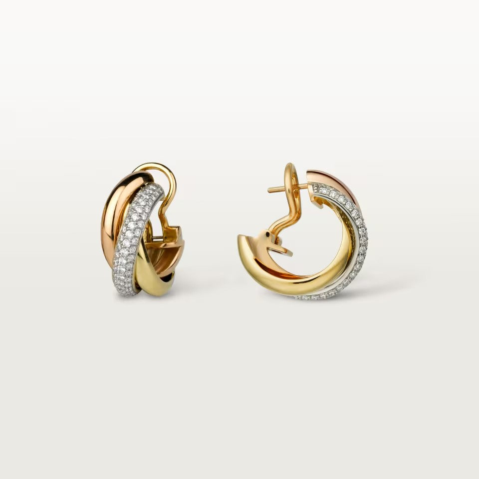 [AuraEcho]TRINITY HALF DIAMOND  CLASSIC EARRINGS
