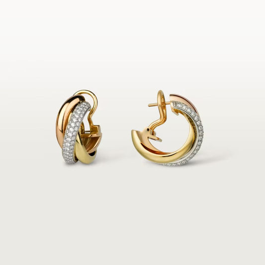 [AuraEcho]TRINITY HALF DIAMOND  CLASSIC EARRINGS