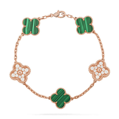 [AuraEcho] CLOVER 5 MOTIF MALACHITE BRACELET COLLECTION