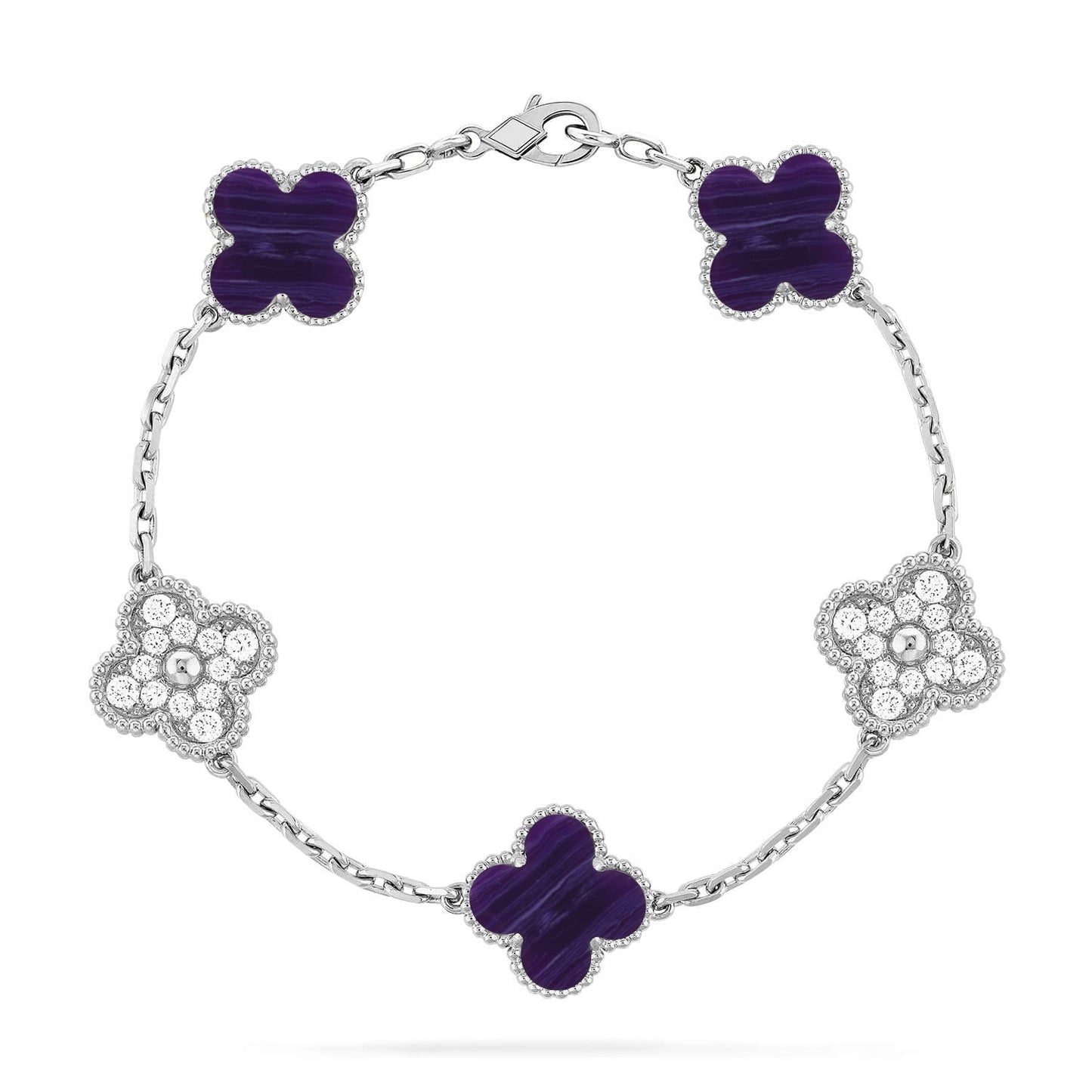 [AuraEcho]CLOVER 5 MOTIF PURPLE STRIPES BRACELET COLLECTION
