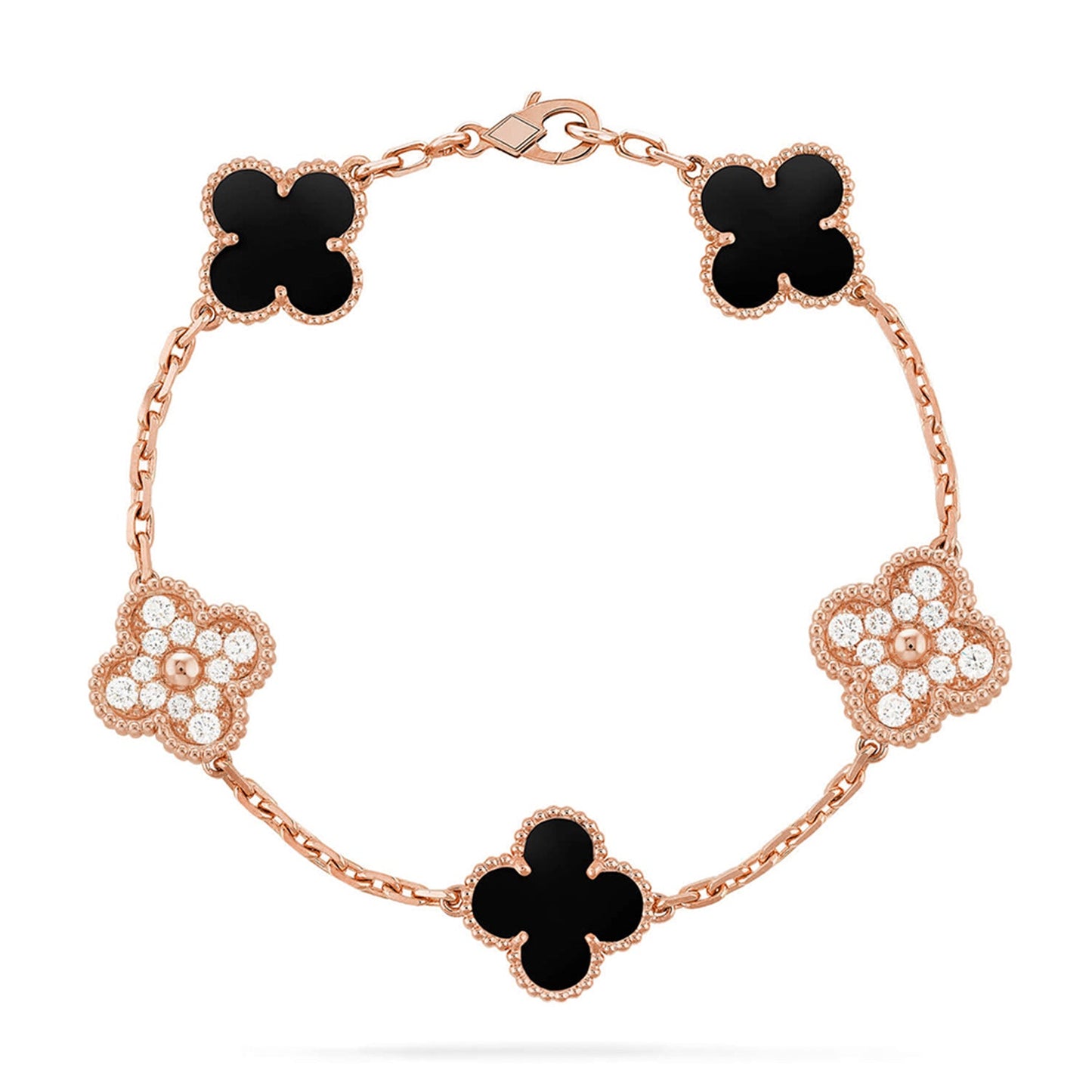 [AuraEcho] CLOVER 5 MOTIF ONYXS BRACELET COLLECTION