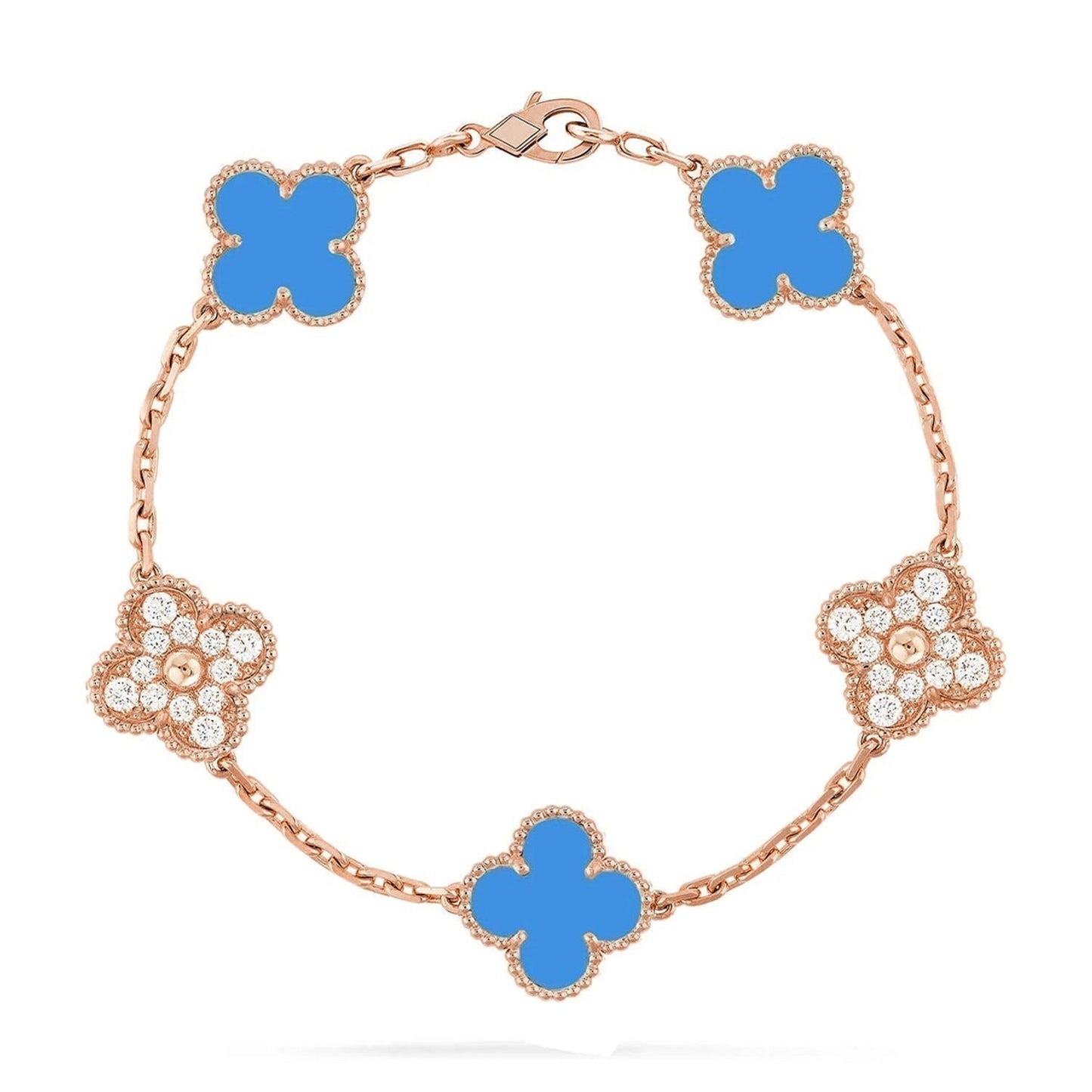 [AuraEcho] CLOVER 5 MOTIF BLUE AGATE BRACELET COLLECTION