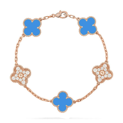 [AuraEcho] CLOVER 5 MOTIF BLUE AGATE BRACELET COLLECTION