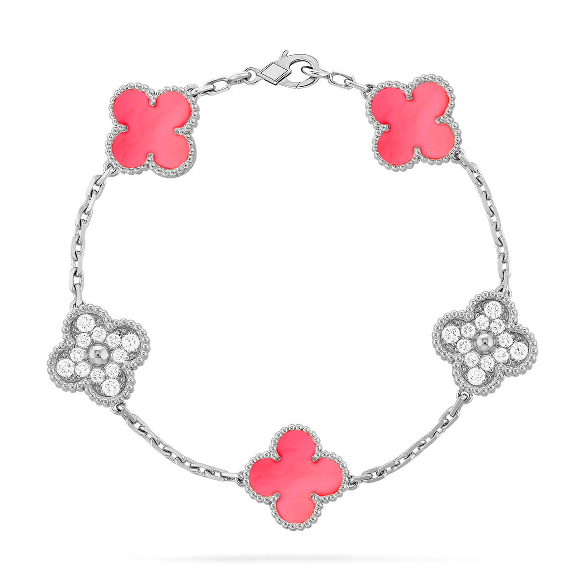 [AuraEcho] CLOVER 5 MOTIFS  PINK MOP BRACELET COLLECTION