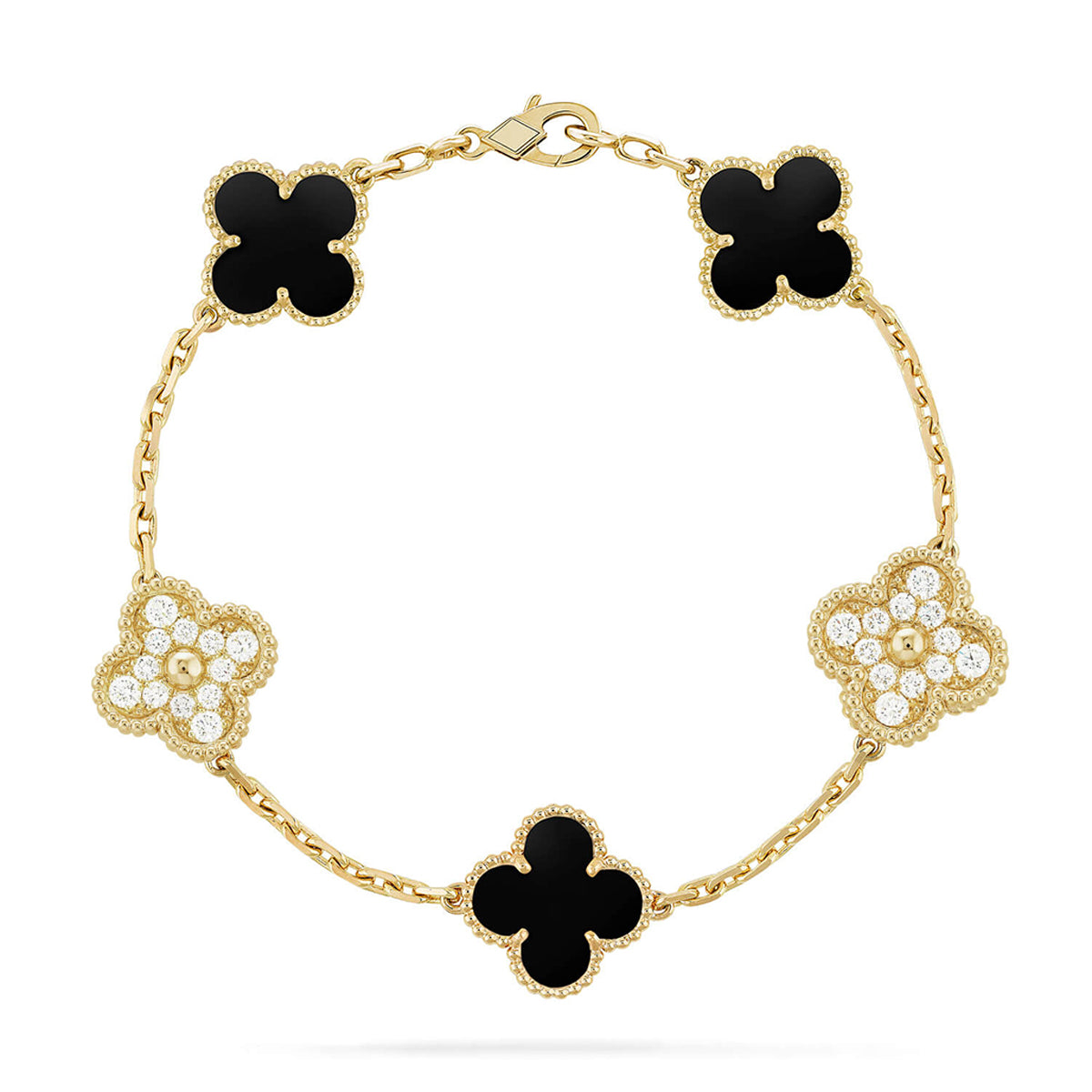 [AuraEcho] CLOVER 5 MOTIF ONYXS BRACELET COLLECTION
