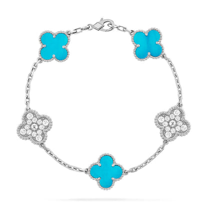 [AuraEcho] CLOVER 5 MOTIF TURQUOISE BRACELET COLLECTION