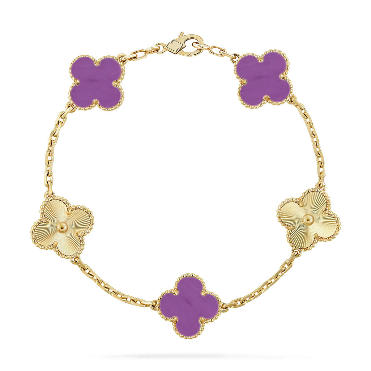 [AuraEcho] CLOVER 5 MOTIF VIOLET BRACELET COLLECTION