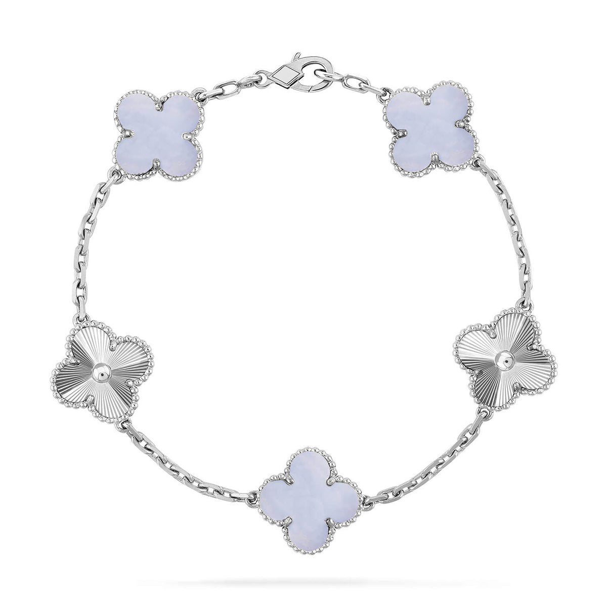 [AuraEcho] CLOVER 5 MOTIF PURPLE CHALCEDONY BRACELET COLLECTION