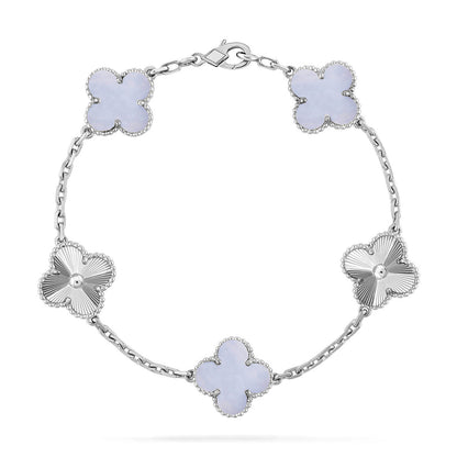 [AuraEcho] CLOVER 5 MOTIF PURPLE CHALCEDONY BRACELET COLLECTION