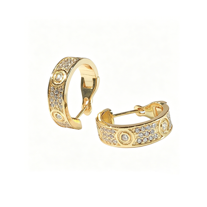 [AuraEcho]LOVE 5.5MM DIAMOND PAVED EARRINGS