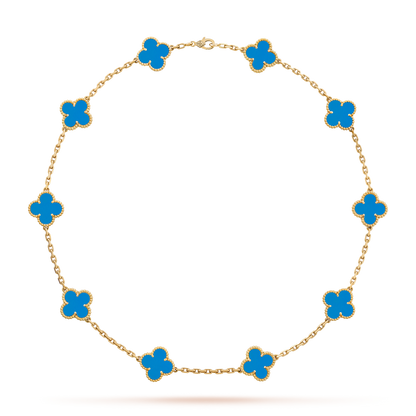 [AuraEcho]CLOVER 10 MOTIFS BLUE AGATE NECKLACE