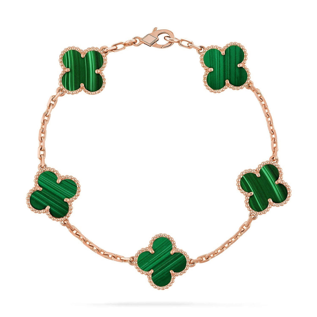 [AuraEcho] CLOVER 5 MOTIF MALACHITE BRACELET COLLECTION