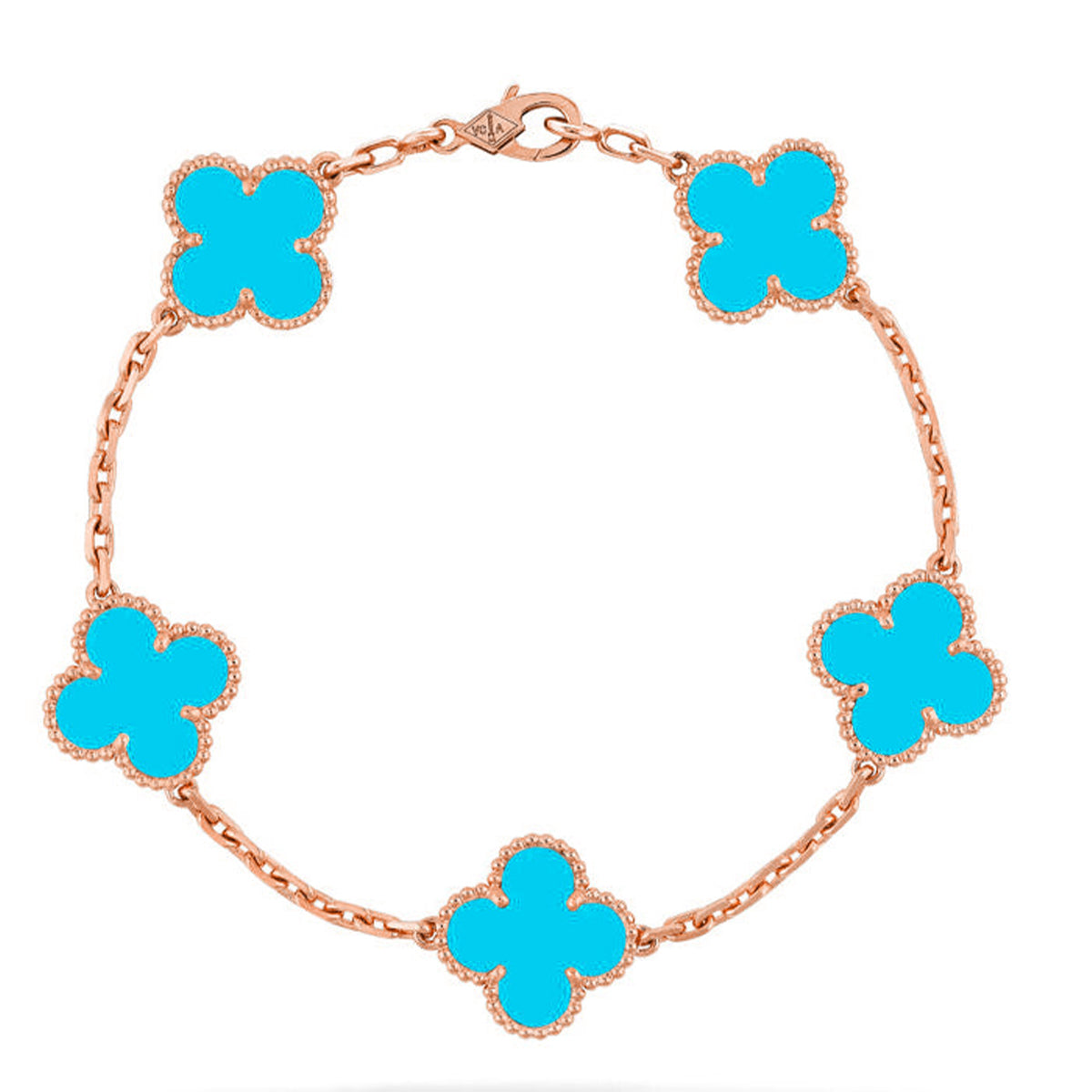 [AuraEcho] CLOVER 5 MOTIF TURQUOISE BRACELET COLLECTION