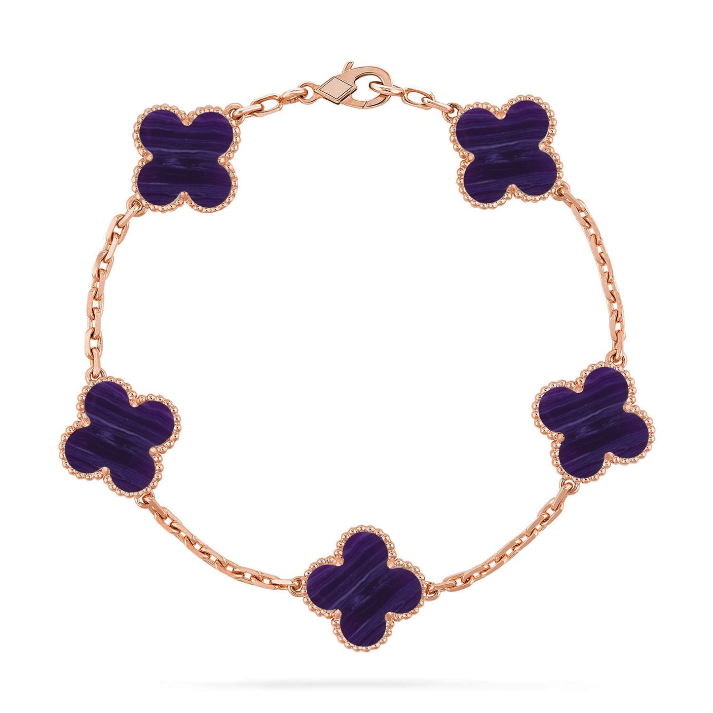 [AuraEcho]CLOVER 5 MOTIF PURPLE STRIPES BRACELET COLLECTION