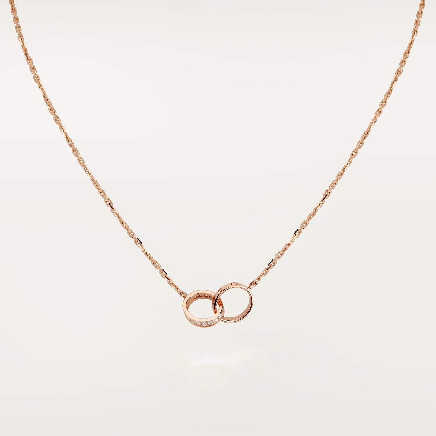 [AuraEcho]LOVE DOUBLE RING HALF DIAMOND NECKLACE