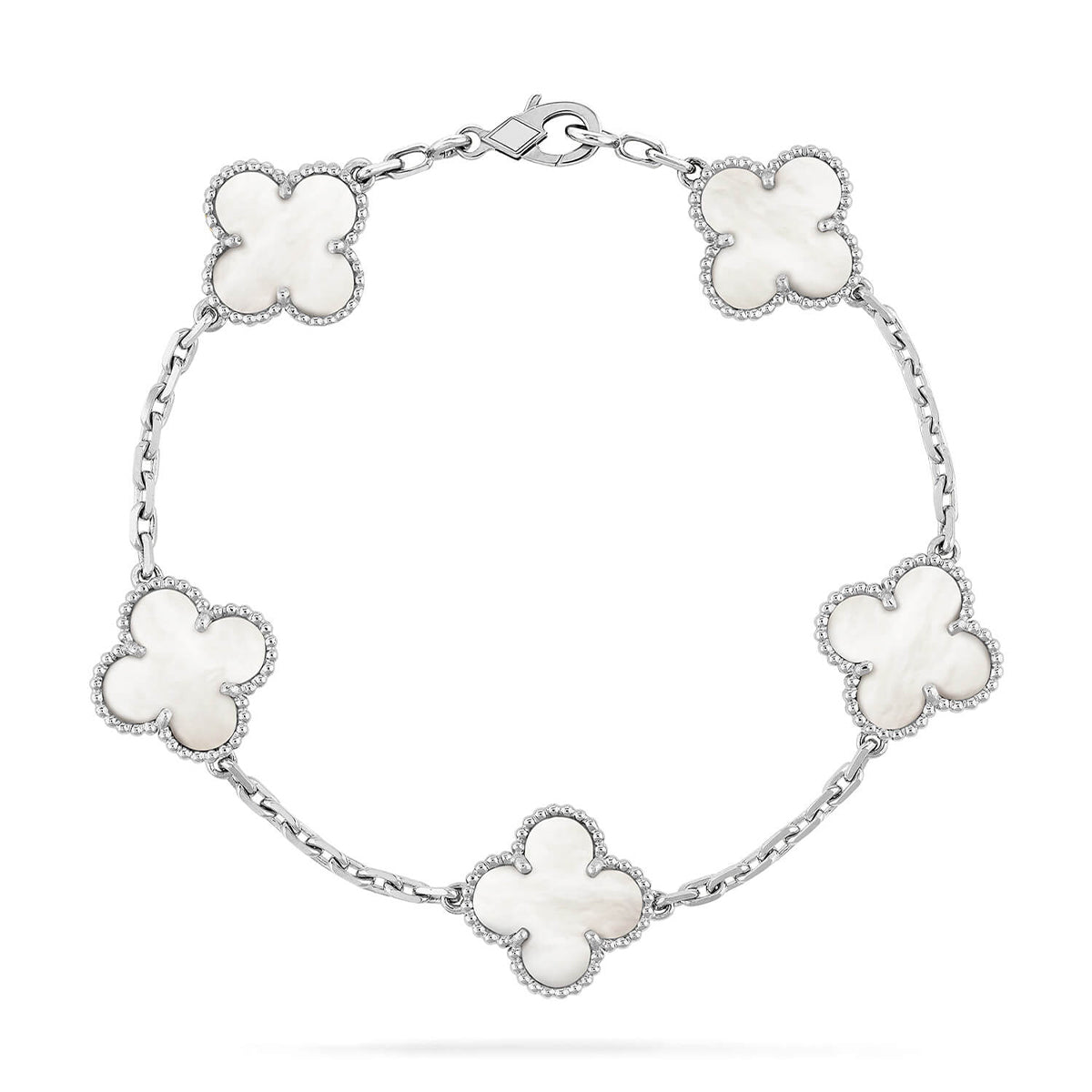 [AuraEcho]CLOVER WHITE PEARL MOP 5 MOTIF BRACELET COLLECTION