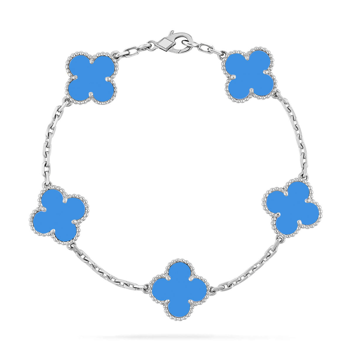 [AuraEcho] CLOVER 5 MOTIF BLUE AGATE BRACELET COLLECTION