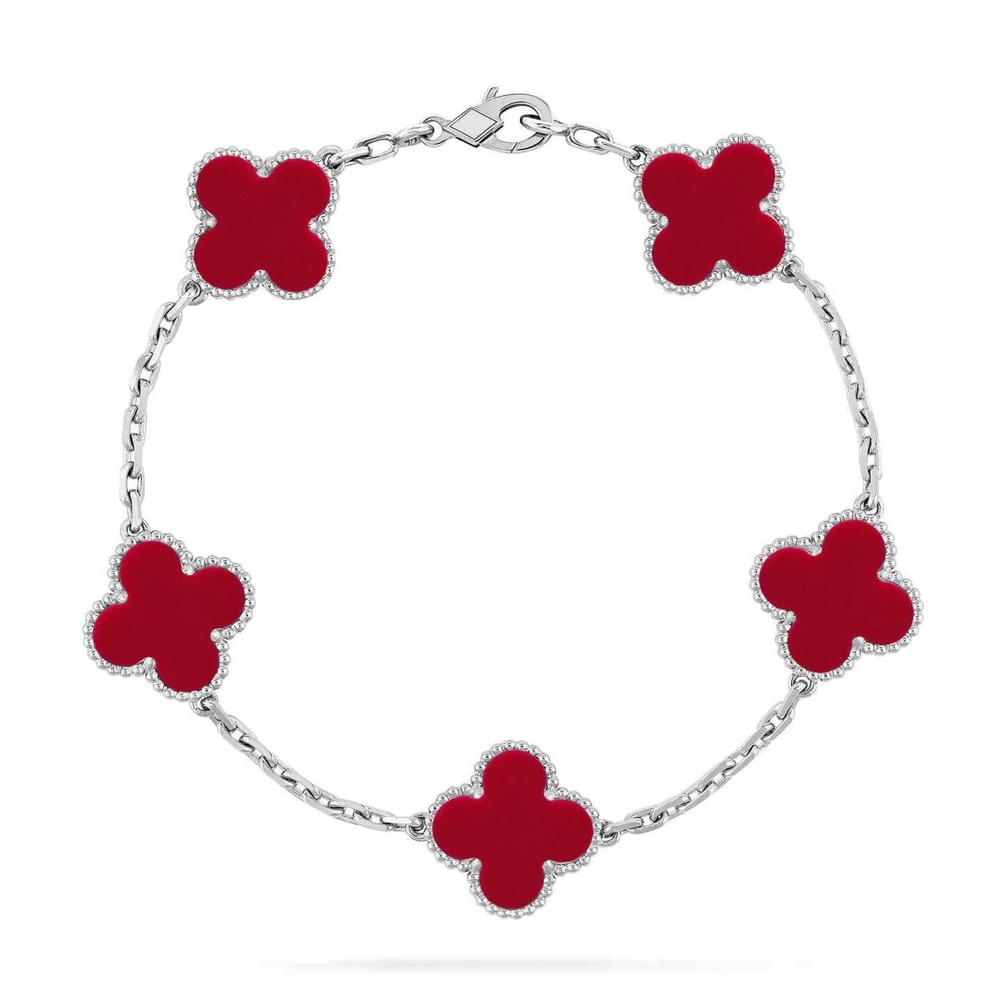 [AuraEcho] CLOVER 5 MOTIF RED CORNELIAN BRACELET COLLECTION