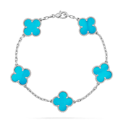 [AuraEcho] CLOVER 5 MOTIF TURQUOISE BRACELET COLLECTION