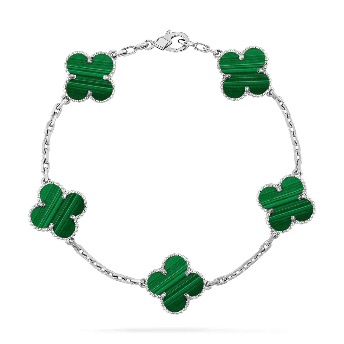 [AuraEcho] CLOVER 5 MOTIF MALACHITE BRACELET COLLECTION