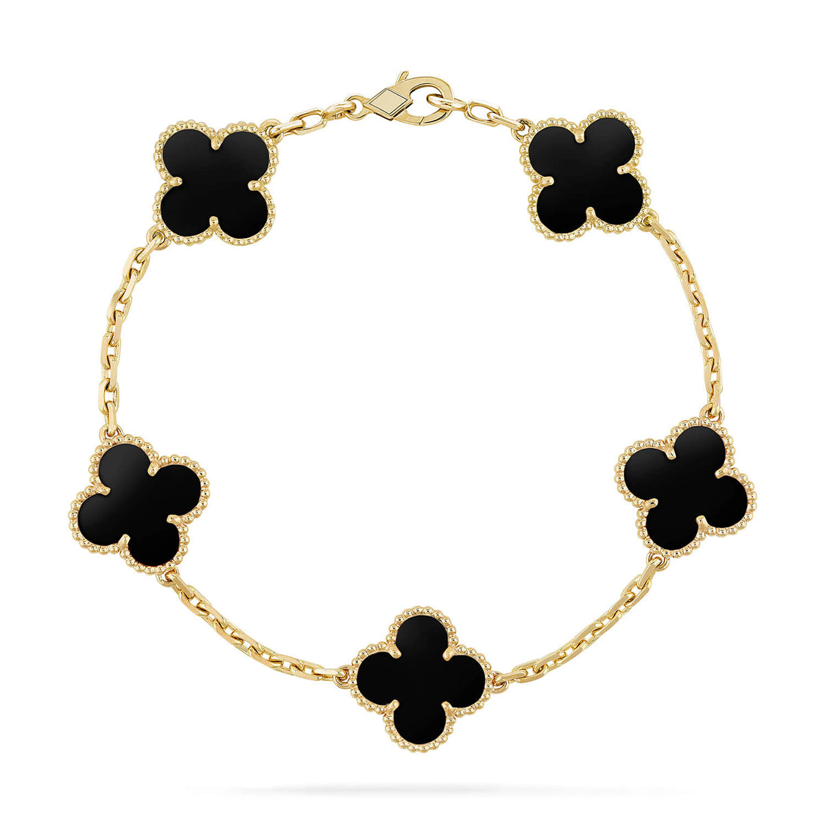 [AuraEcho] CLOVER 5 MOTIF ONYXS BRACELET COLLECTION