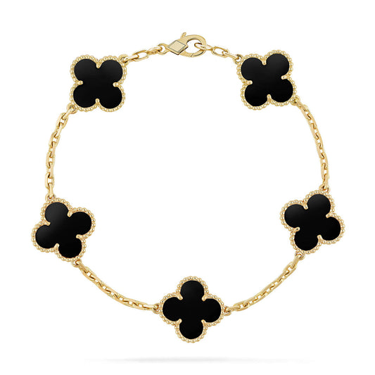 [AuraEcho] CLOVER 5 MOTIF ONYXS BRACELET COLLECTION