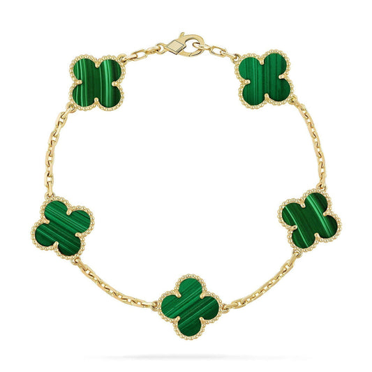 [AuraEcho] CLOVER 5 MOTIF MALACHITE BRACELET COLLECTION